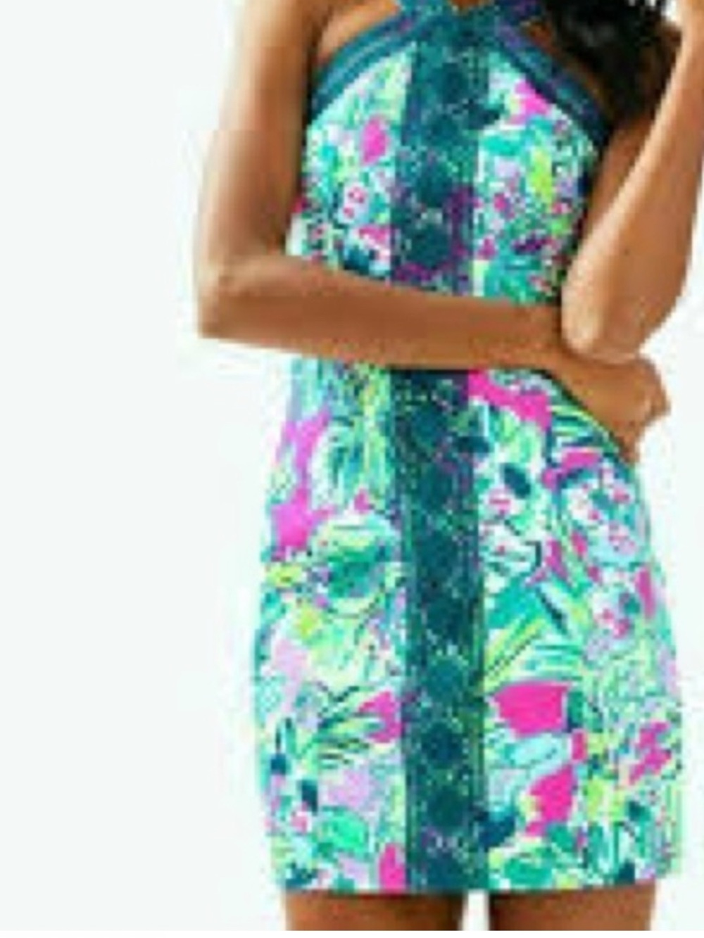 NWOT Lilly Pulitzer Green and Blue Trim Dress